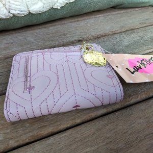 Betsey Johnson Luv Betsey wallet in Blush color with embroidered hearts